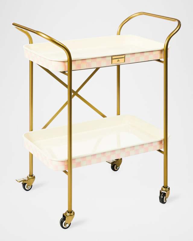 Rosy Check 2-Tier Kitchen Cart